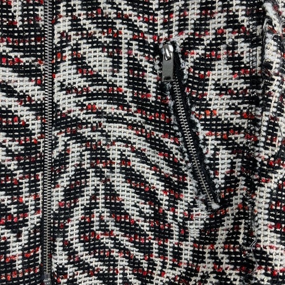 Zara Tweed‎ Blazer Metallic Wool Zebra Print Raw Hem Red Medium - Picture 7 of 13